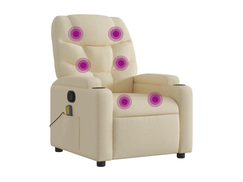Sillón de masaje reclinable de tela color crema