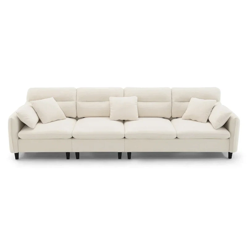 110-Inch L-Shaped 5-Seater Sectional Sofa with Removable Ottoman, Cloud Chenille Fabric, and 5 Cushions