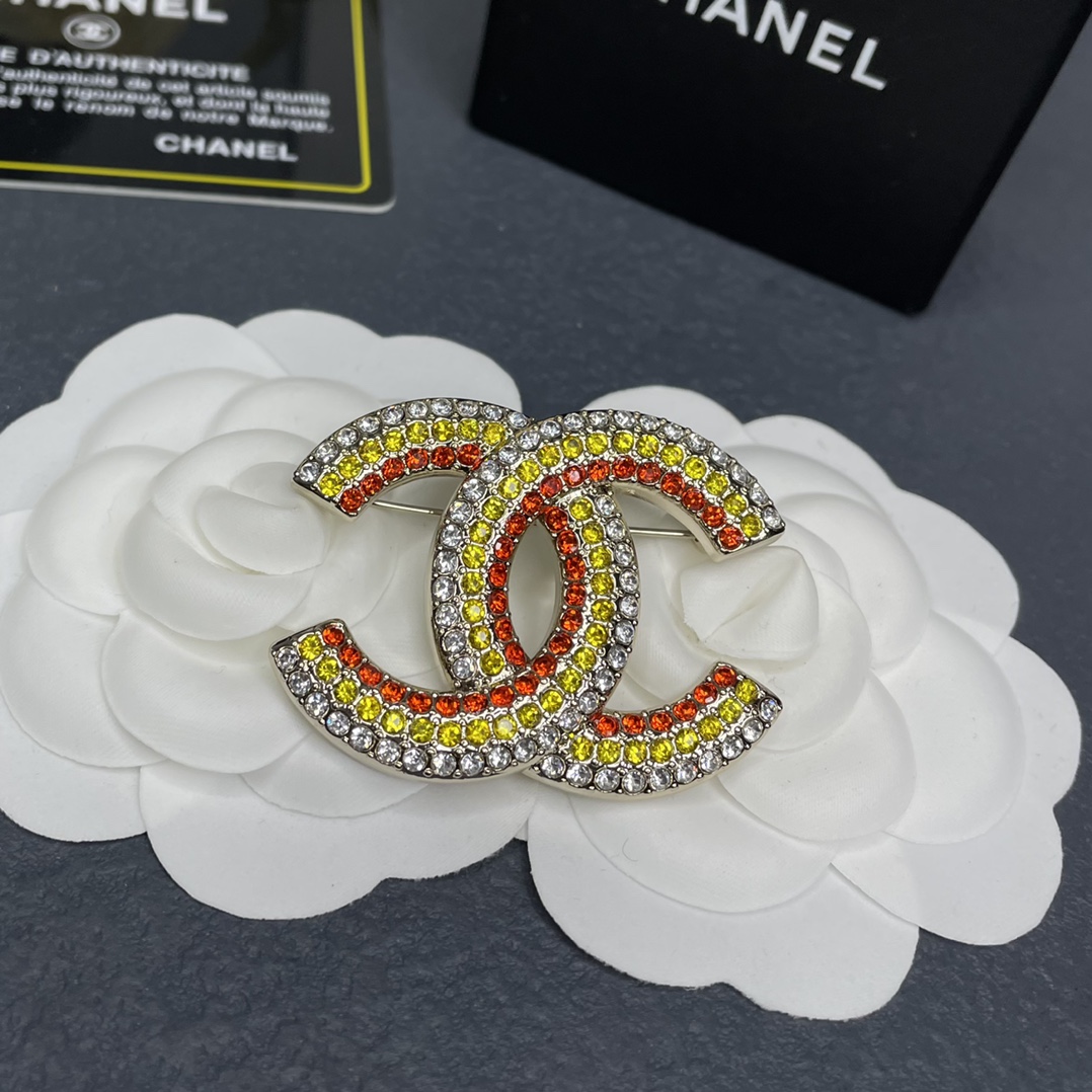 Chanel Full Paved Color Diamond CC Brooch - Original Replica Club