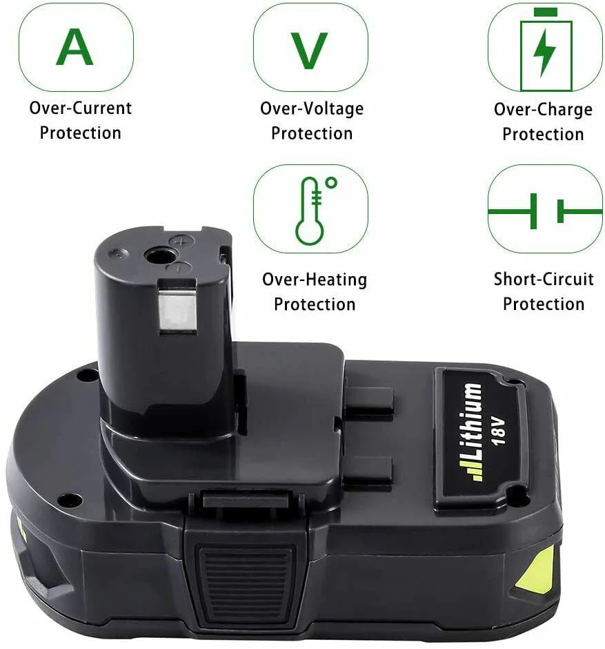18V Battery for Ryobi ONE+ Chainsaws, Pole Saw, Cultivator, Seed Spreader - Image 2