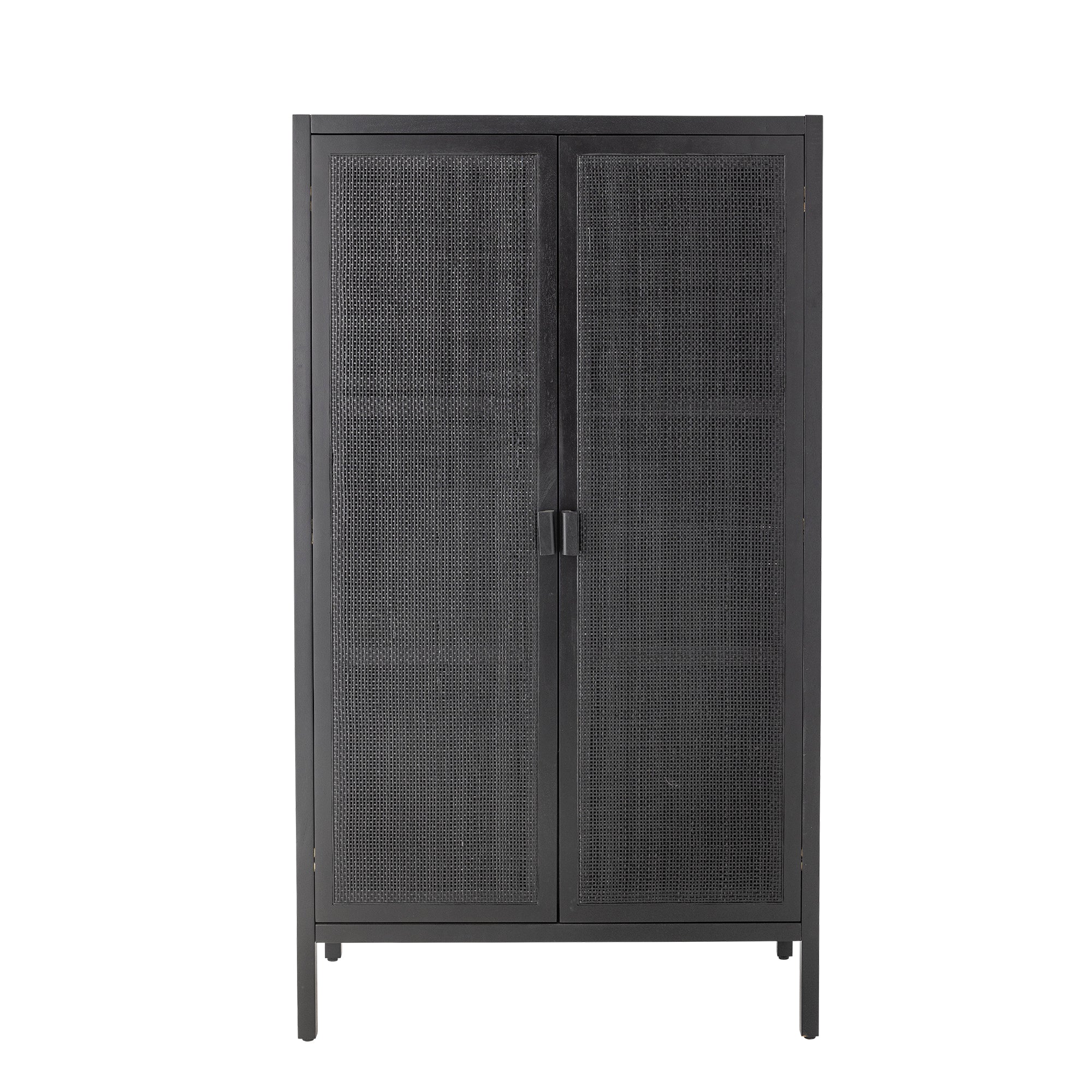 Marikka Black Cabinet, Wood & Rattan