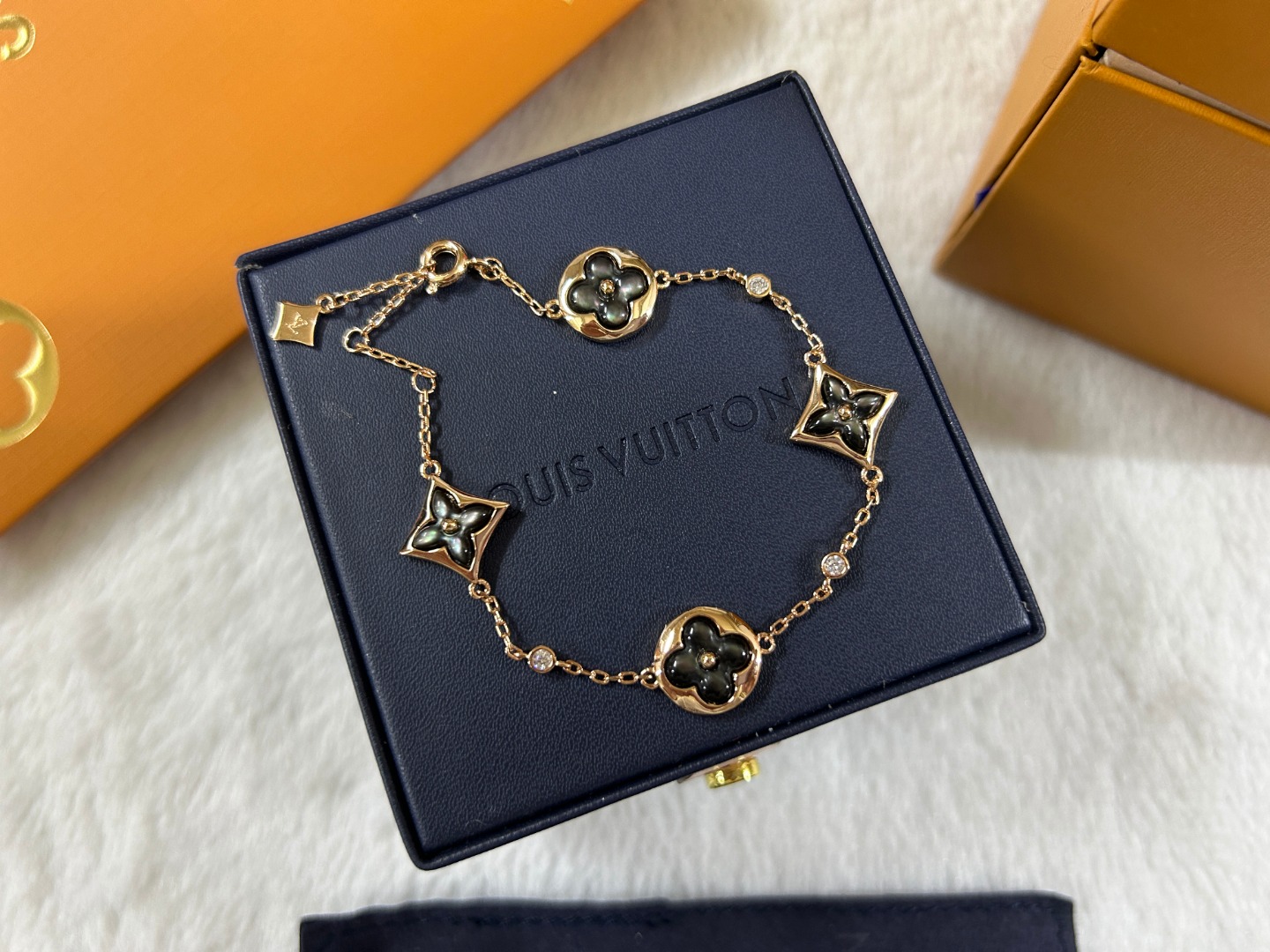 Louis Vuitton 4 Motifs Grey Mother of Pearl Color Blossom Bracelet - Original Replica Club