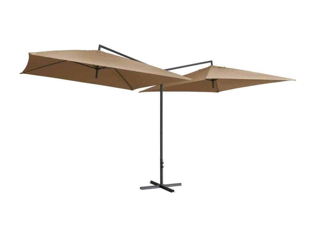 Sombrilla doble con poste de acero 250 x 250 cm Taupe