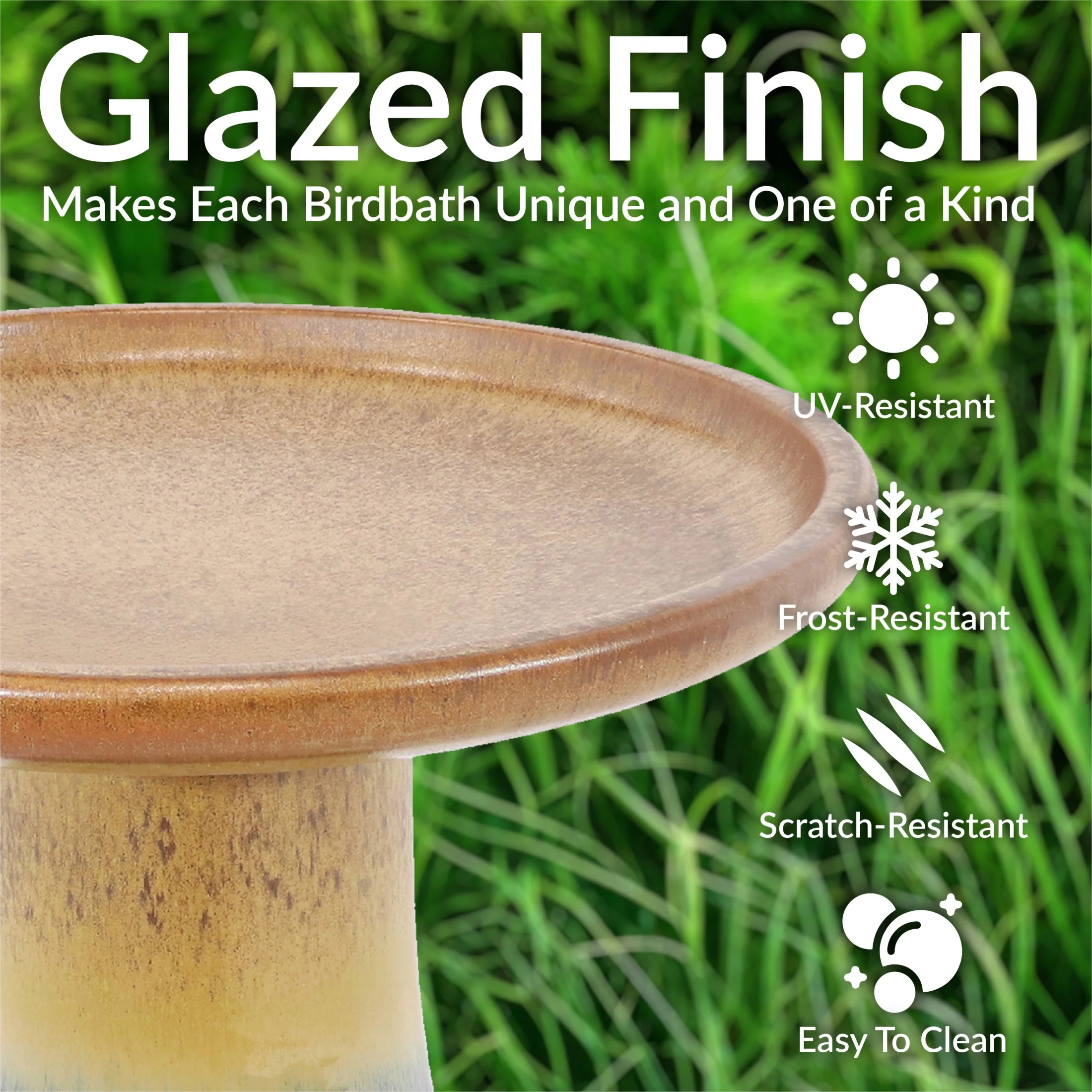 Sunnydaze Freestanding Ceramic Outdoor Bird Bath, Glazed, UV-Resistant Galaxy Blue Finish - Image 37