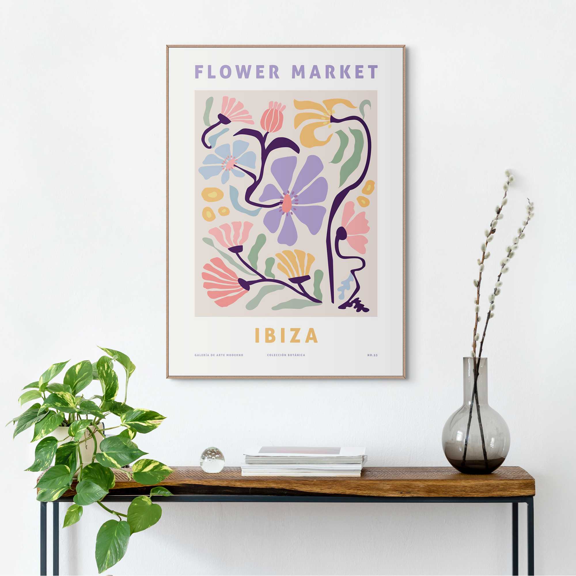 Reinders - Ibiza Flower Market Pastel - Schilderij 70x50cm Hout