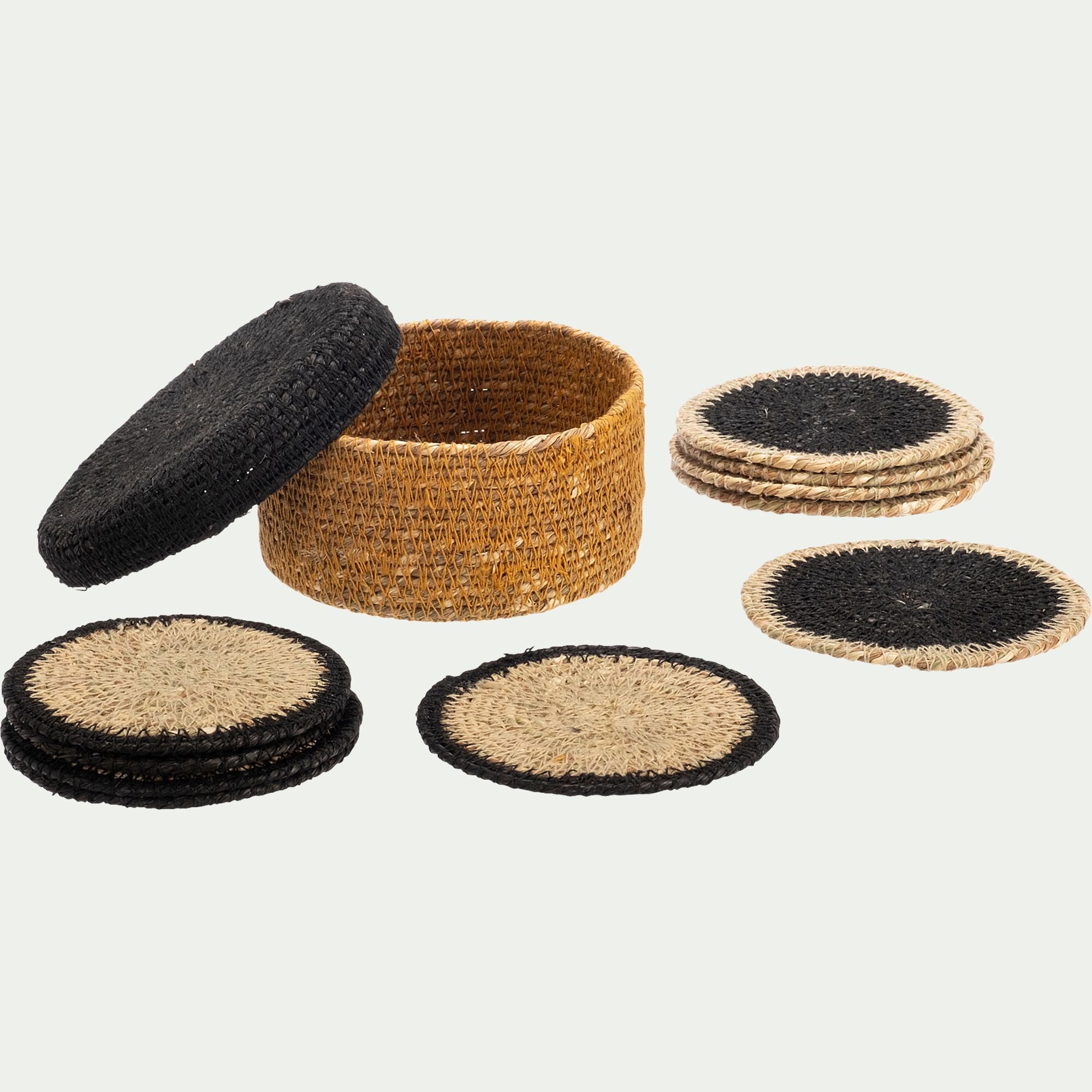 BOTTOM - Lot de 10 dessous de verres en jonc de mer - naturel