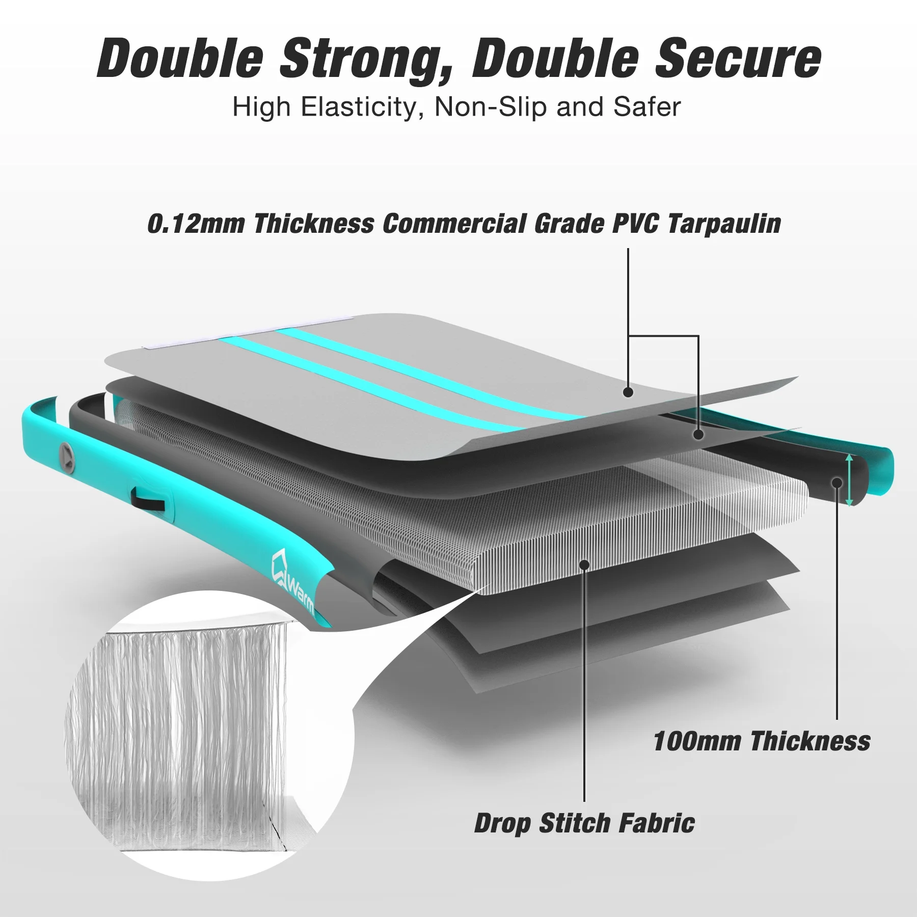 WARMOUNTS Tumbling Mat, 10 ft Inflatable Air Gymnastics Training Mats w/ Electric Pump, 4'' Thick Tumble Track for Home, Gym, Cheerleading, Water, Outdoor - Image 20