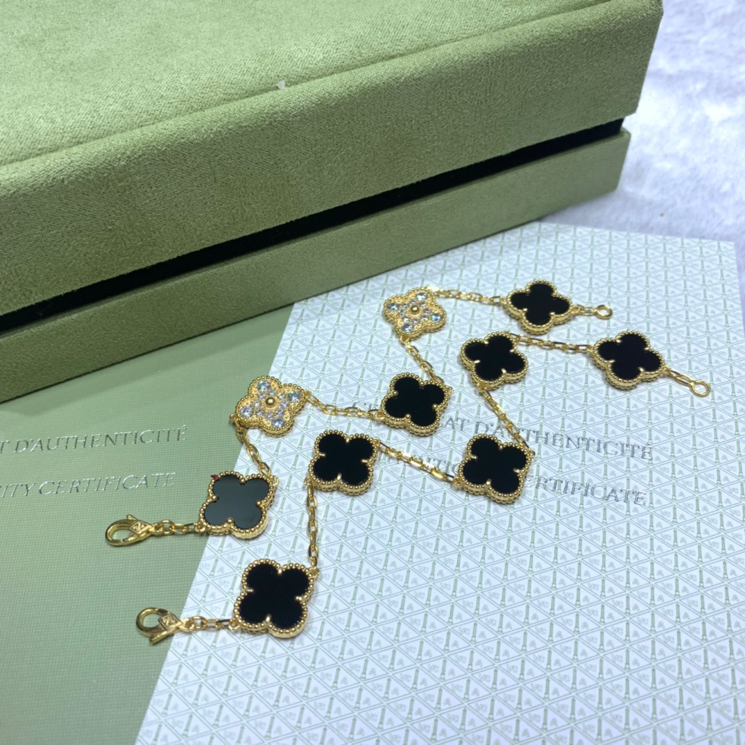 VCA Black Vintage Alhambra Bracelet 5 Motifs - Original Replica Club