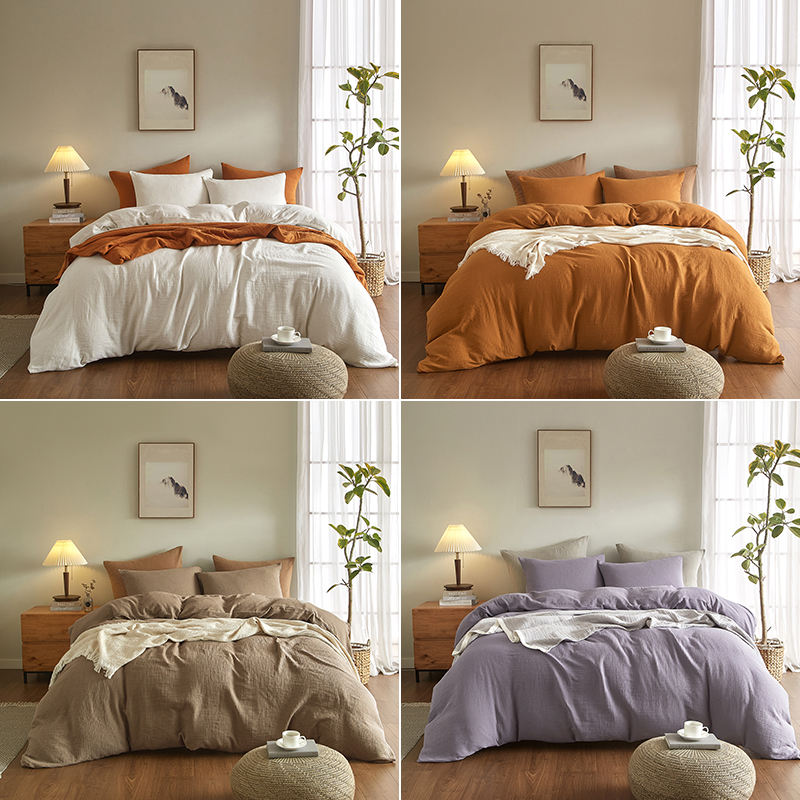 HOT Selling Anti-Bacteria Cotton Gauze Bedding Set 3 Piece 200TC Hotel Home Use Soft Breathable