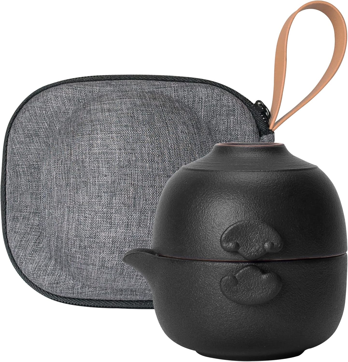 HEER Ceramic Travel Gaiwan Tea Set - Small Kungfu Teapot with Cup for One, Ideal Gift for Tea Lovers.