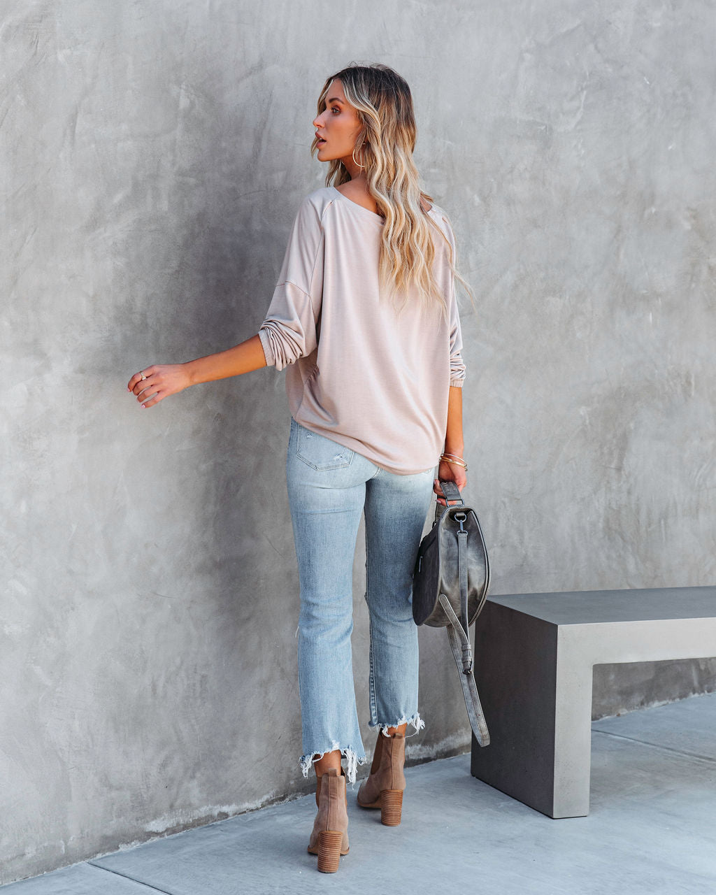 Jenna Boat Neck Long Sleeve Top - Mocha - Se7enfashion