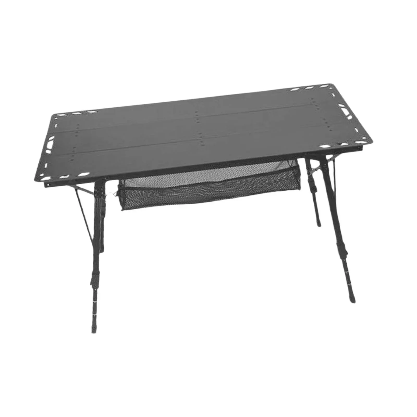 Miulika Folding Camping Table, Aluminum Alloy And PP, 103cm x 55cm, Adjustable Height 45cm-67cm - Black - Image 2 Miulika Folding Camping Table, Aluminum Alloy And PP, 103cm x 55cm, Adjustable Height 45cm-67cm - Black - Image 2