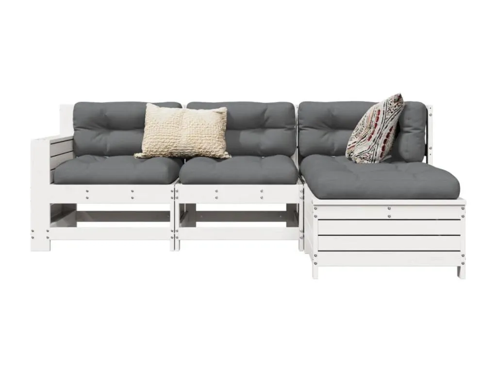 Juego de sofás de jardín 4 pzas Sancaldeco maciza de Sancaldeco blanco 57146LQZT