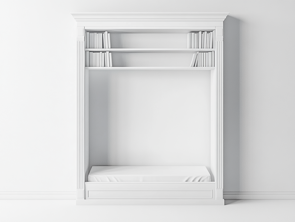 Cama abatible vertical con estantería doble para habitación multifuncional