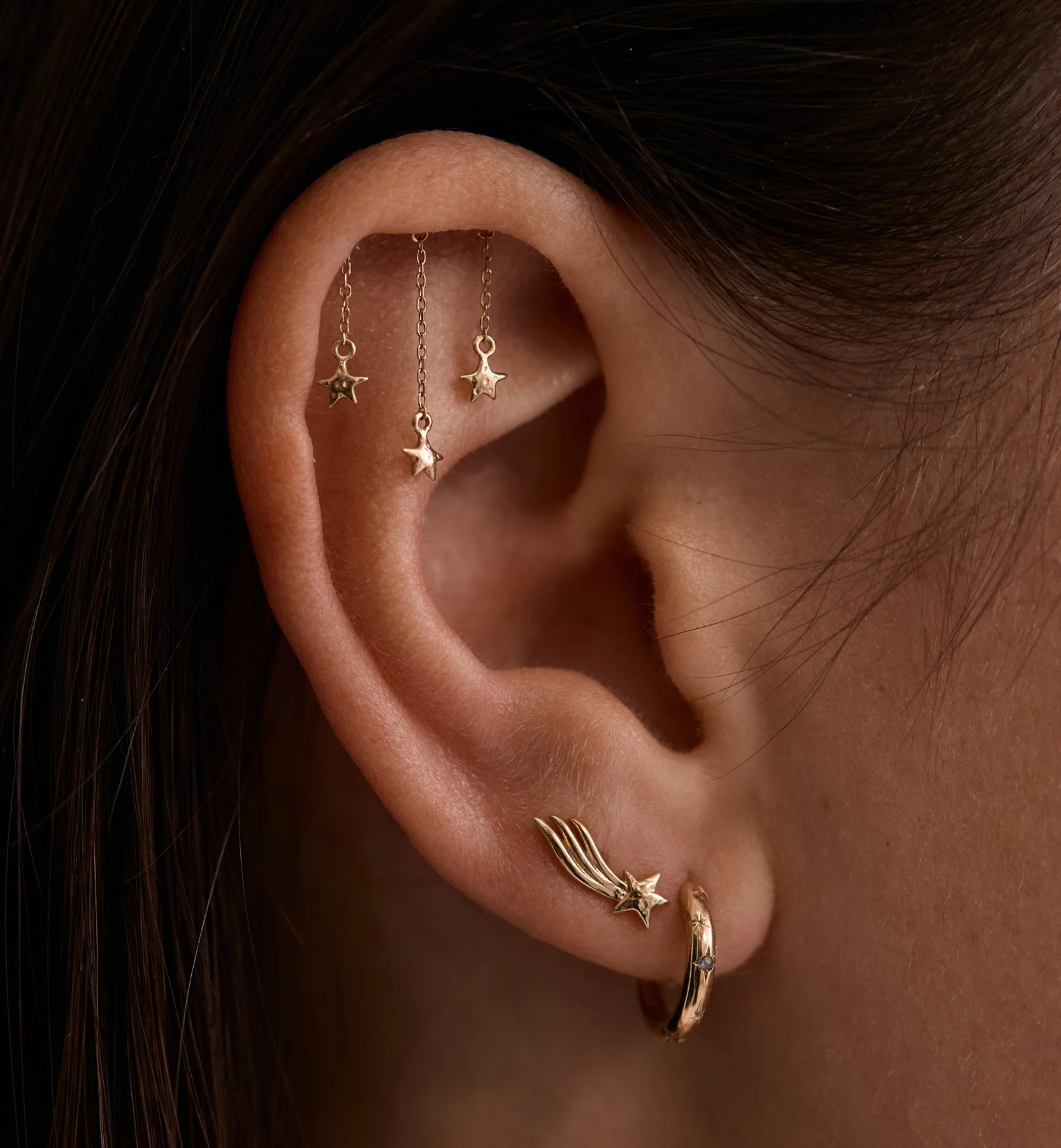 Starry Sky Hidden Helix Piercing Front 14K