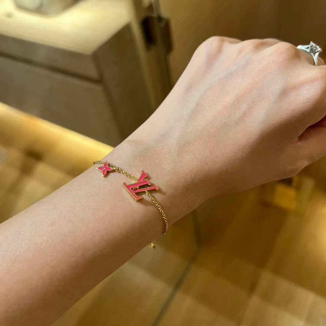 Louis Vuitton Pink LV Monogram Bracelet Necklace - Original Replica Club
