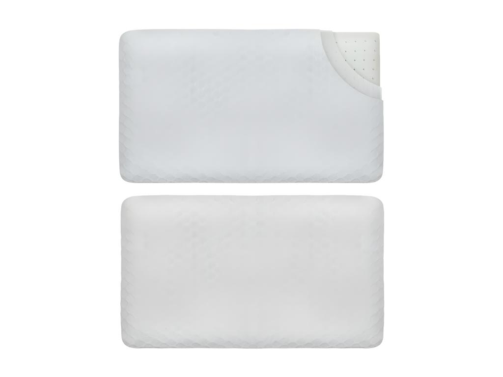 Almohada infantil transpirable de tejido de bambú 50x30x5,5 con funda de bambú adicional Decoromantico