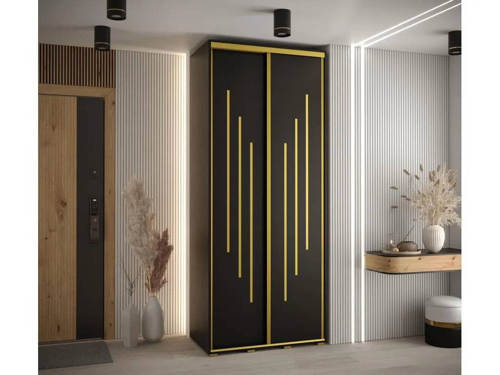 ARMARIO Mueblesclasic 8 DE PUERTAS CORREDERAS 235.2/120/60 2 puertas (Negro/Negro/Oro)
