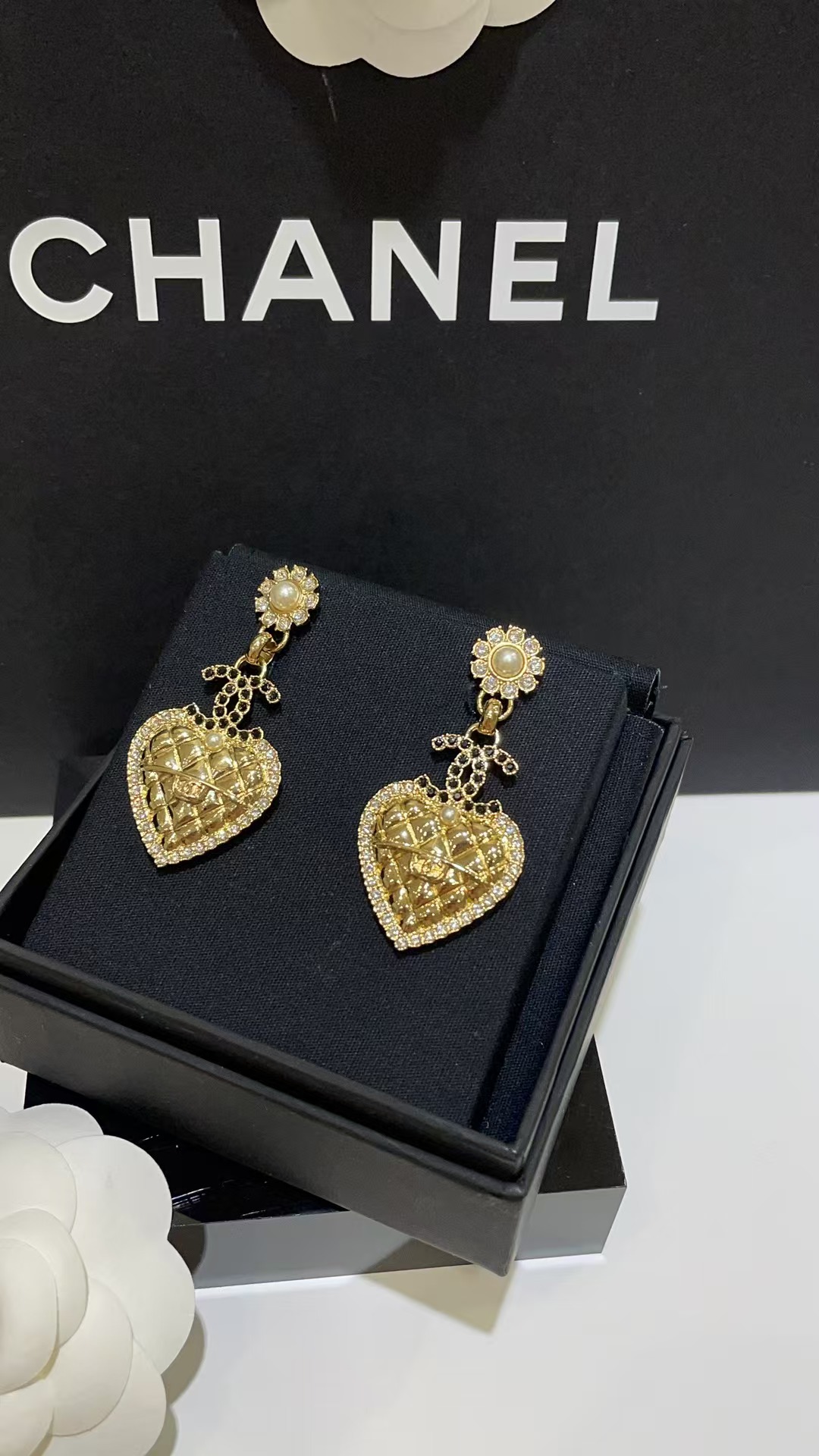Chanel Love Heart Dangle Earrings - Original Replica Club