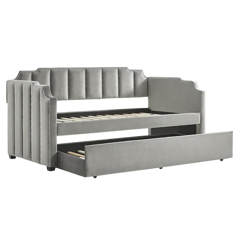 iNSPIRE Q Modern Chareau Glam Grey Velvet Daybed
