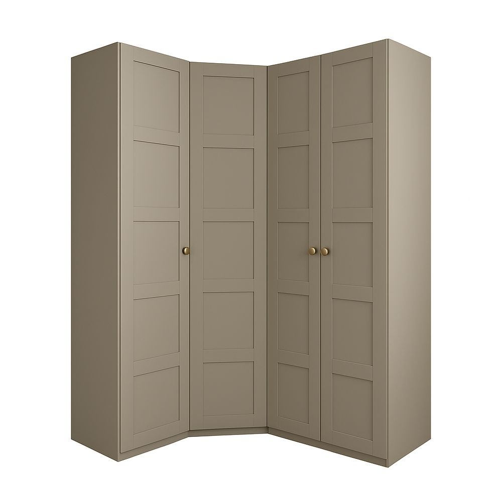 Armario Esquinero 180x180 cm Dormitorio Madera Beige Almacenamiento