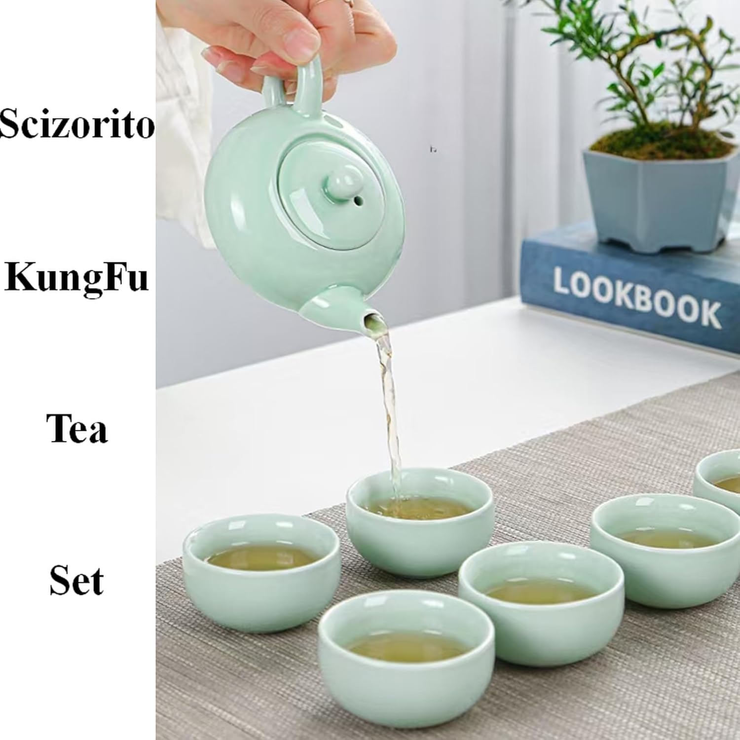 Kung Fu Tea Set, Exquisite Gifts Box Set, Koi Fish Celadon Style, Perfect for Father's Day, Mother's Day, Birthdays, Christmas