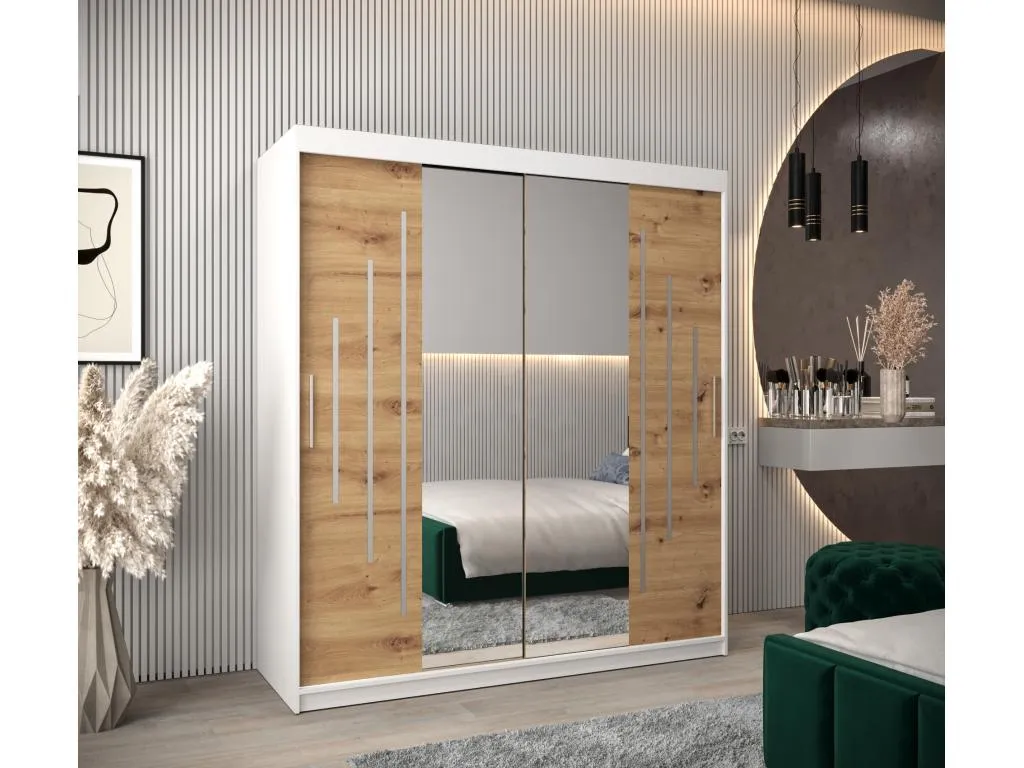 Armario Nidovia puertas correderas 200/180/62 2 puertas blanco/artisan znu3447650
