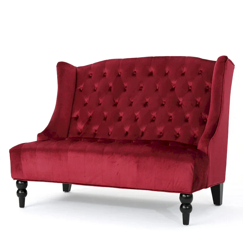 Christopher Knight Home Leora Contemporary Glam Tufted Velvet Wingback Loveseat
