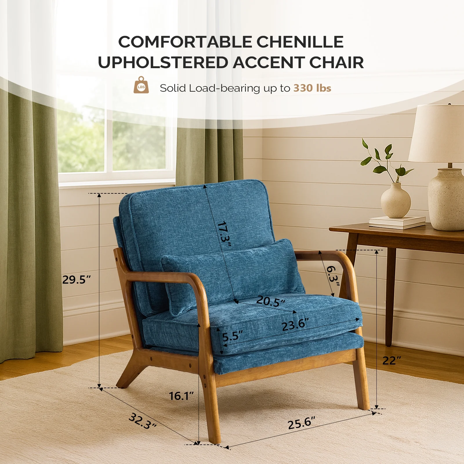 Ktaxon Accent Chair Corduroy Upholstered Armchair, Reading Club Chair with Pillow and Solid Wood Frame for Living Room Bedroom Furniture Off White - Image 89
