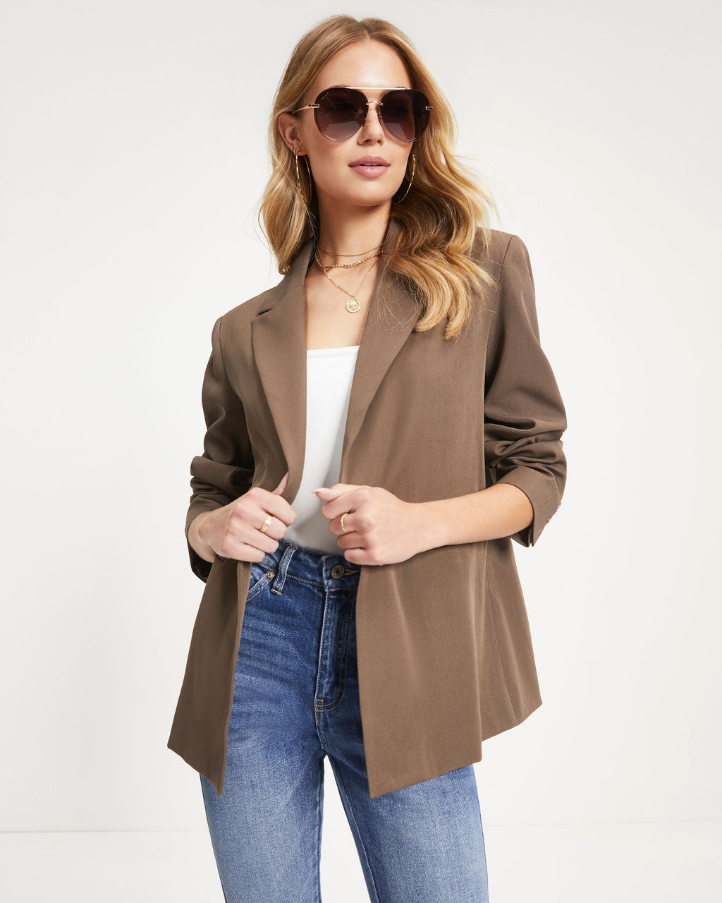 Aubrielle Pocketed Blazer - Coco - Se7enfashion