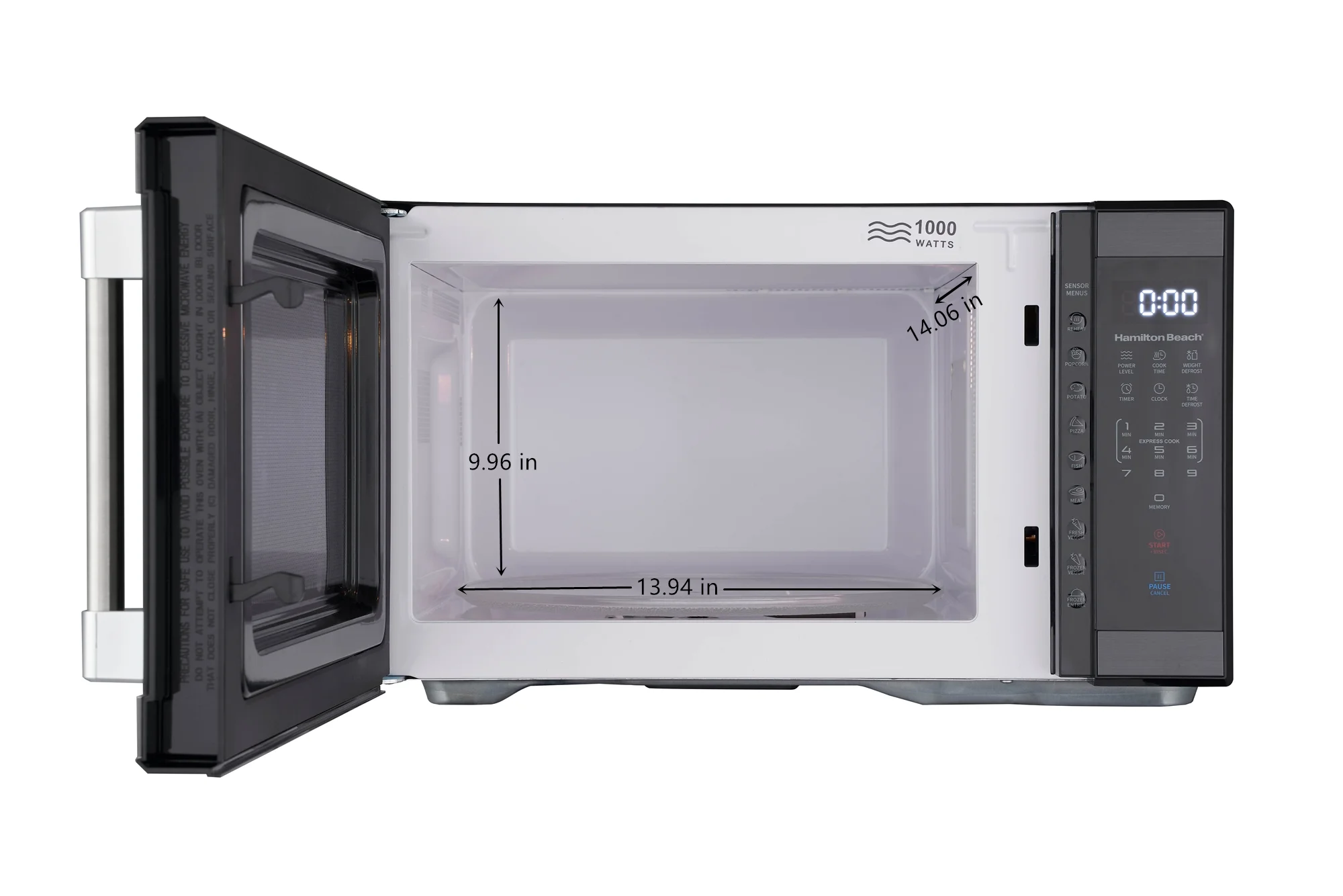 Hamilton Beach 1.1 Cu. Ft. Countertop Microwave Oven, 1000 Watts, White Stainless Steel