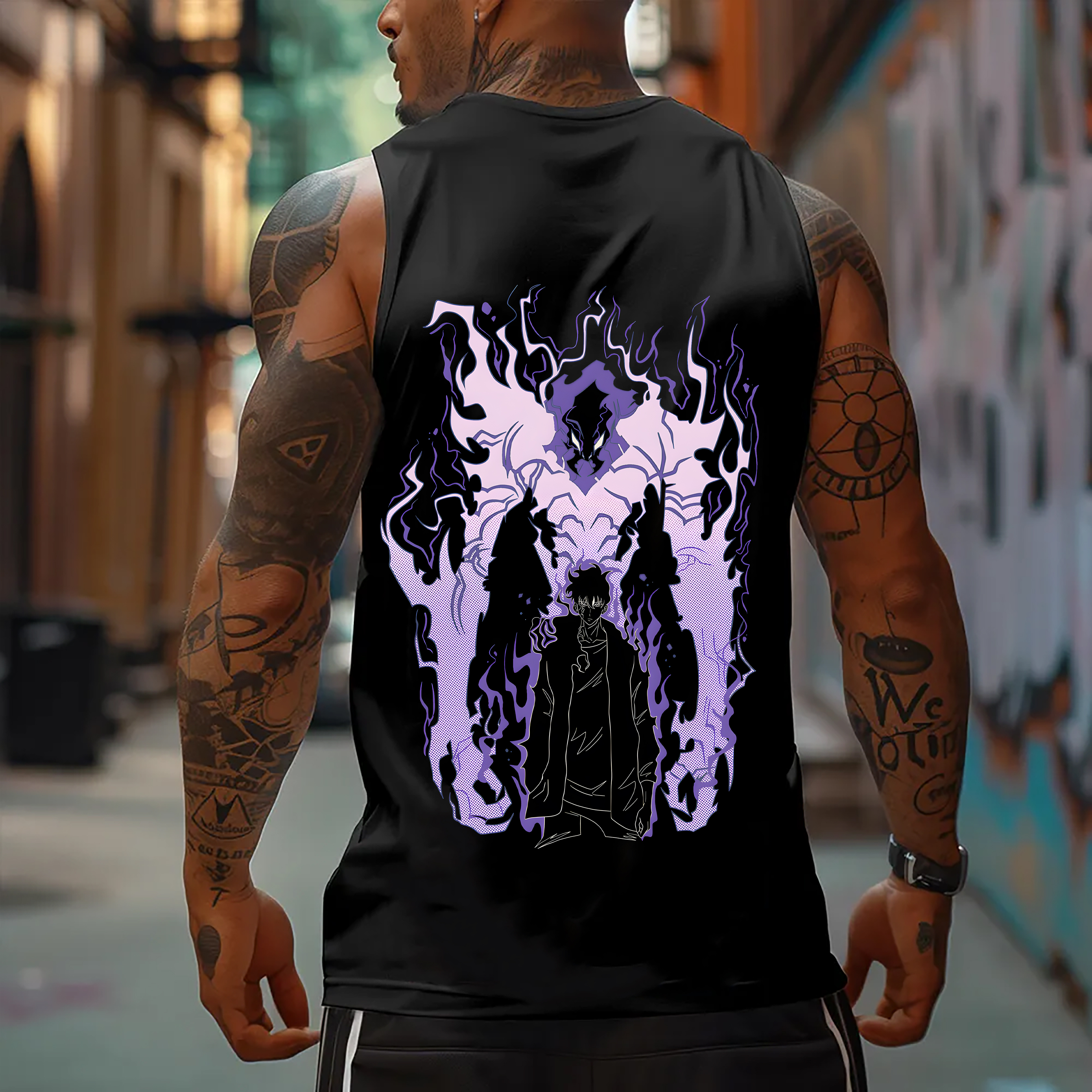 Comicssoul Igris Oversized Anime Print Gym Tank Top