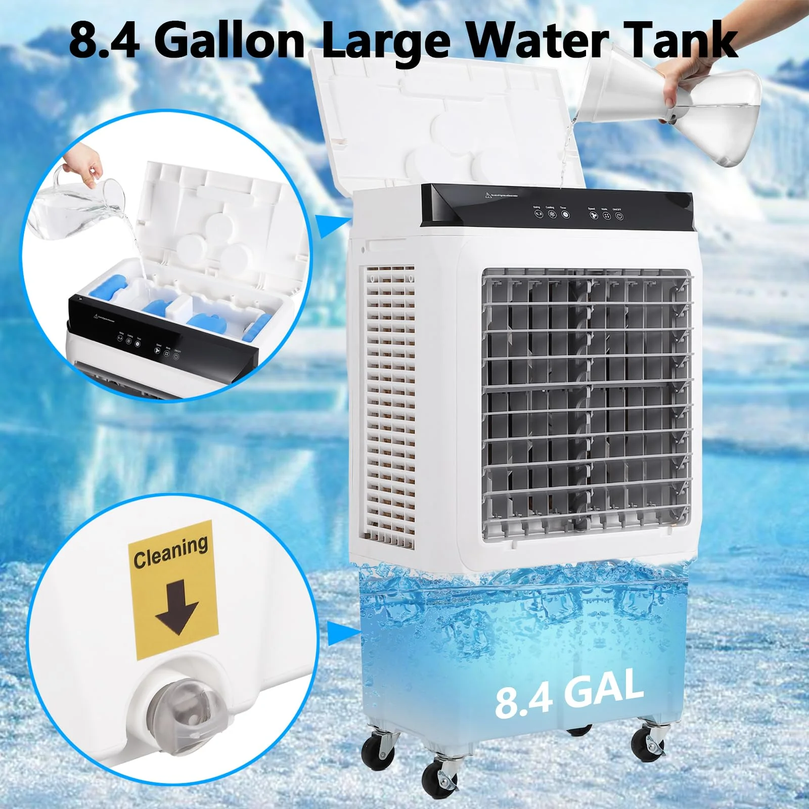Garvee Air Coolers For Home Quiet,Evaporative Air Cooler 4100 CFM Swamp Cooler Air Conditioner with Remote Control and 4 Ice Packs, 3 Modes & Wind Speeds for Outdoor, Indoor, Garage, 15.8 Gallons - Image 10