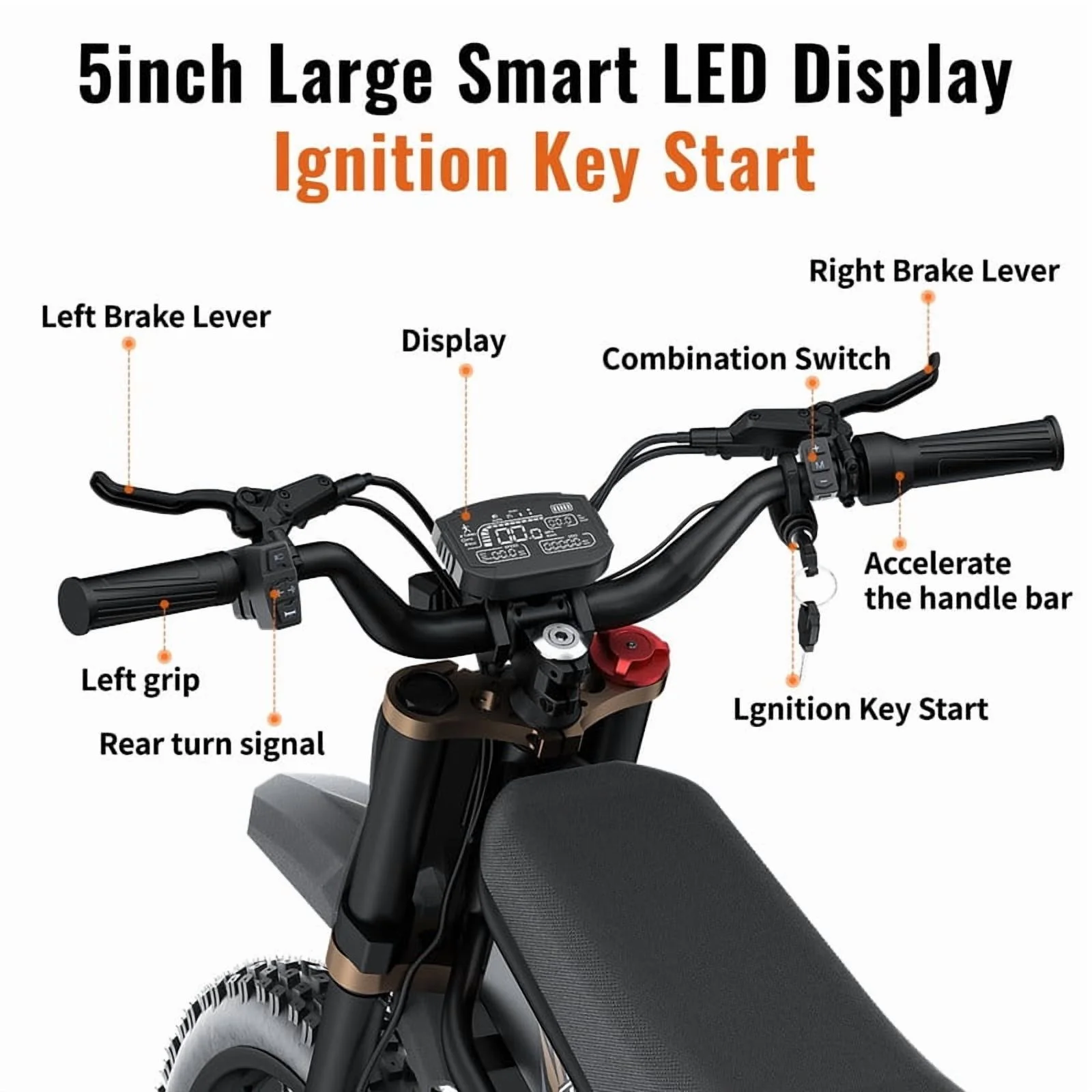 GT73 PRO 338 NM Electric Dirt Bike for Adults,3000W(Peak)Dual Motor 50Mph Max Speed,60V 50MPH 36.4AH Dual Battery Ebike,85 Miles Range, 25" Motorcycle Tires, All-Terrain for Mountain, Snow, UL2849 - Image 9
