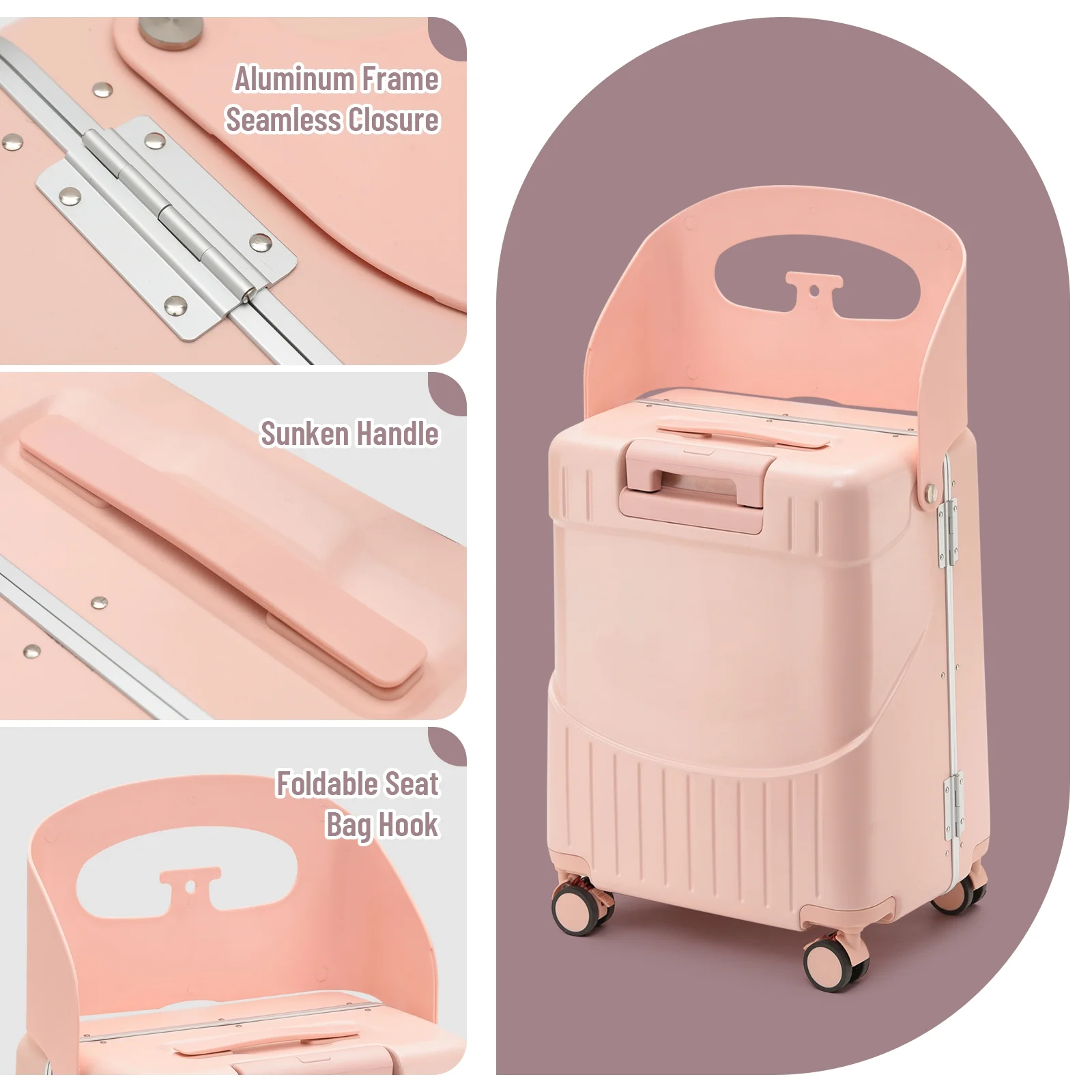 22 Inch TSA Lock Luggage with for Kids& Adult,Check in Lockable Spinner Wheels Free Luggage Cover and Safety Seatbelt Travel Suitcase - Image 39