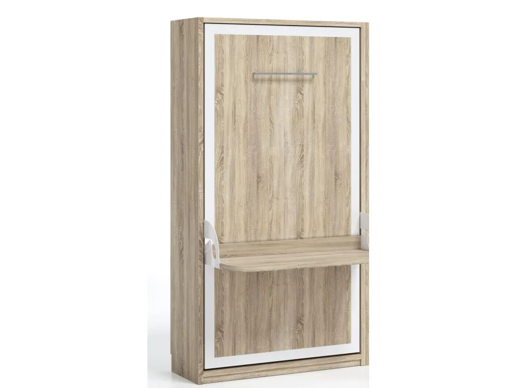 Cama abatible vertical 90x190 con escritorio Studante-Decounico Gris cemento