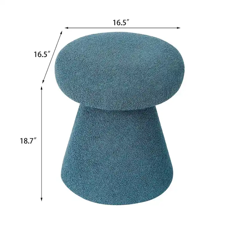 Adeco Large Soft Mushroom Ottoman - Versatile Foot Stool for Living Room and Bedroom