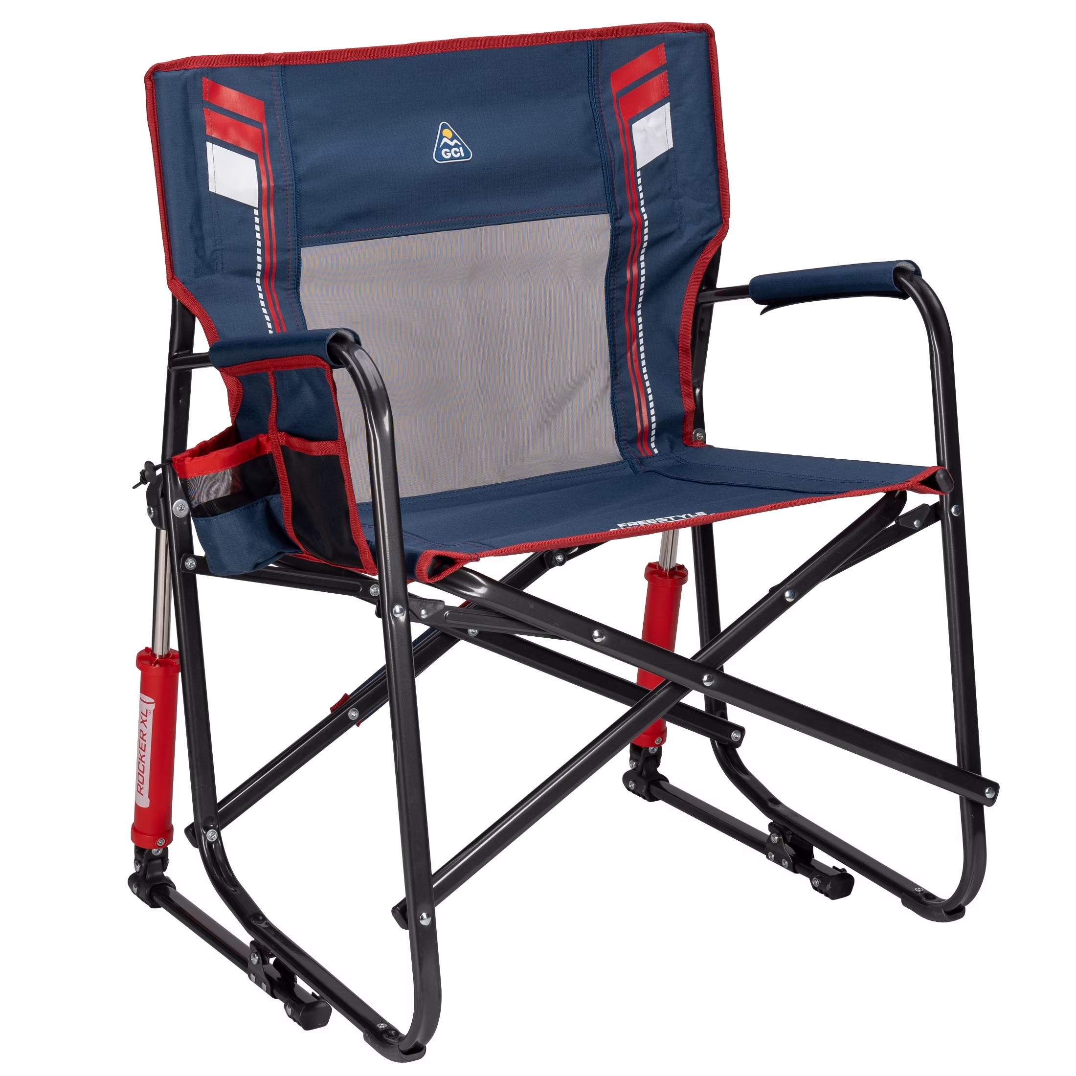 GCI Outdoor Freestyle Rocker XL Oversized Foldable Rocking Camp Chair, Pewter