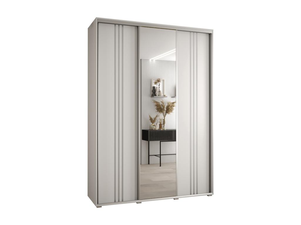 ARMARIO DAVOS 7 DE PUERTAS CORREDERAS 235,2/180/60 3 puertas (Blanco/Blanco/Plata)