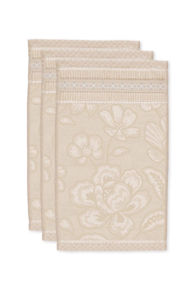 Guesttowel Set/3 Jasmin Jacquard Sand 30x50cm