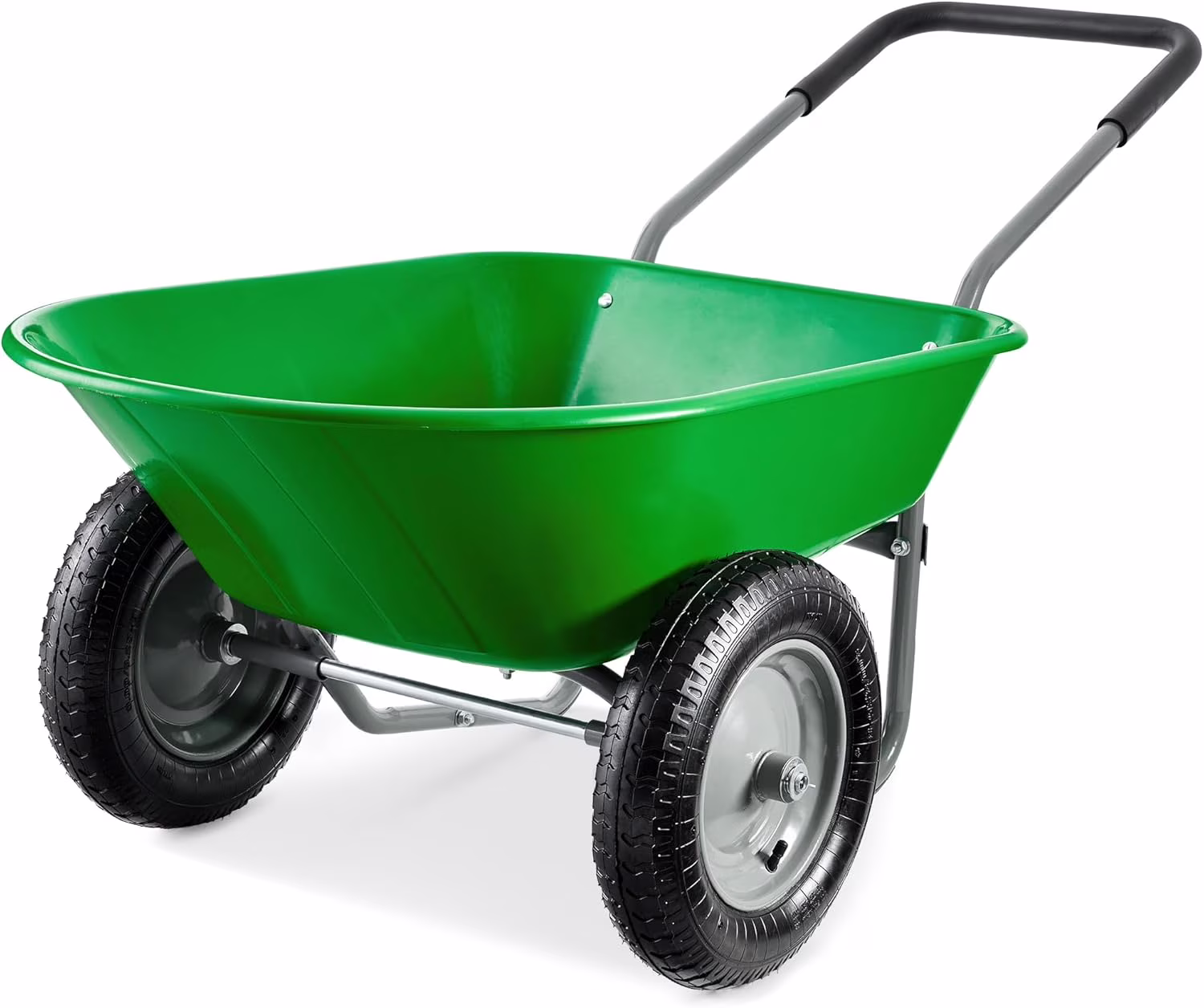 ZMMOO Dual-Wheel Home Utility Yard Wheelbarrow Garden Cart w/Built-in Stand for Lawn, Gardening, Construction - Red - Image 9