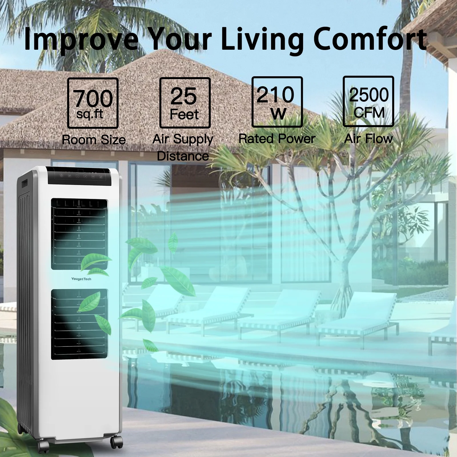YougetTech 37'' Portable 3000CFM Evaporative Air Cooler - Image 23