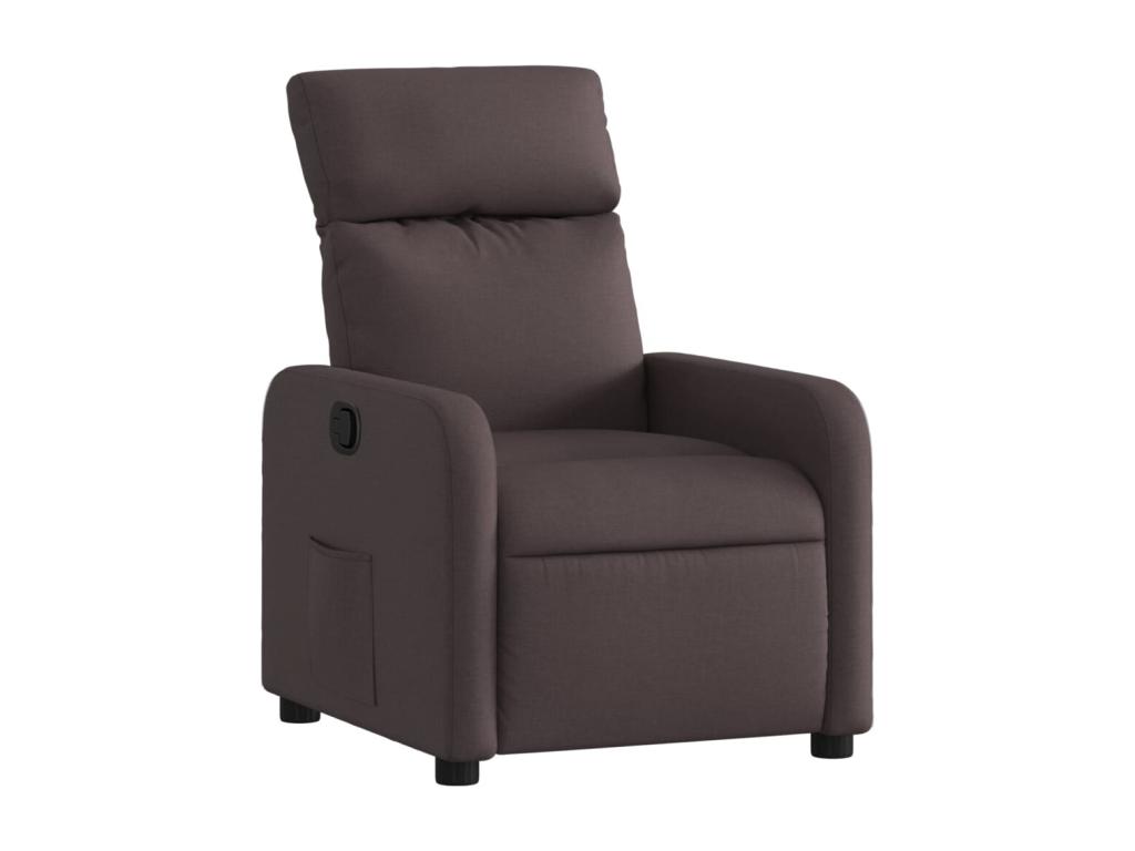 Sillón reclinable de tela marrón oscuro