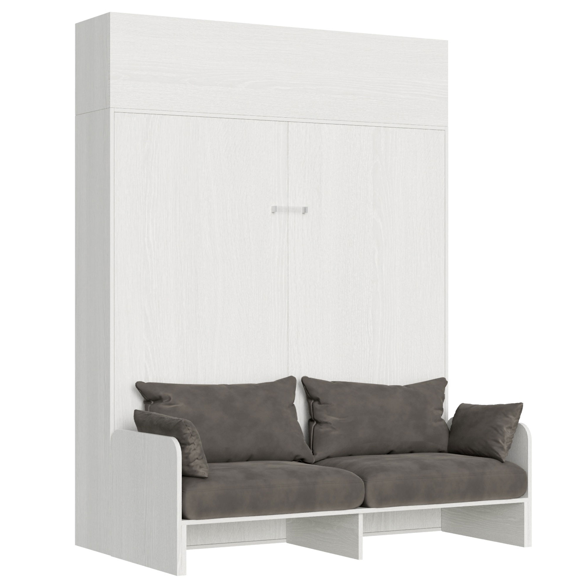 Cama abatible vertical 160 cm con módulo superior, acabado efecto fresno blanco fu7260s5