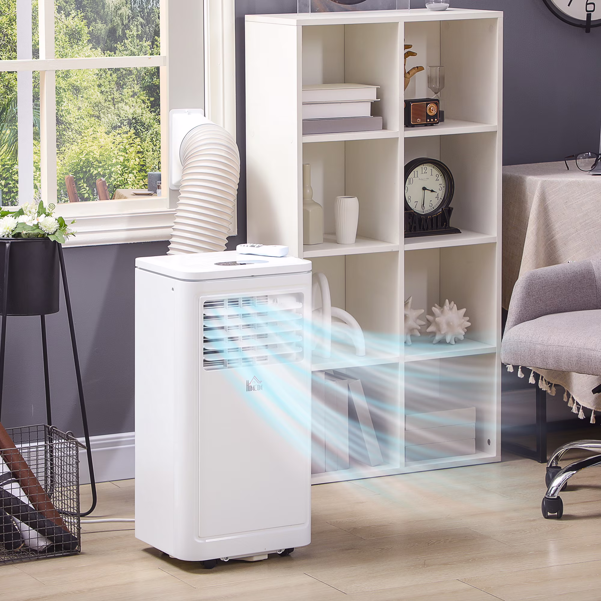 HOMCOM 8,000 BTU Portable Air Conditioner Fan with Remote for Rooms Up to 344 Sq. Ft., Evaporative Cooler, Home AC Unit with Dehumidifier, Black - Image 3