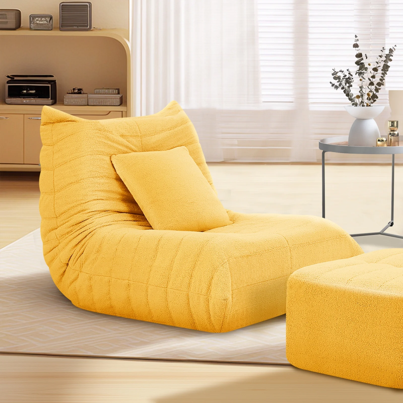 VFD Bean Bag Chairs for Adults, Beanbag Chair with Ottoman Lounge Sofa Memory Foam Comfy Reading Chair for Bedroom & Living Room, Lazy Floor Sofa Couch - Image 25