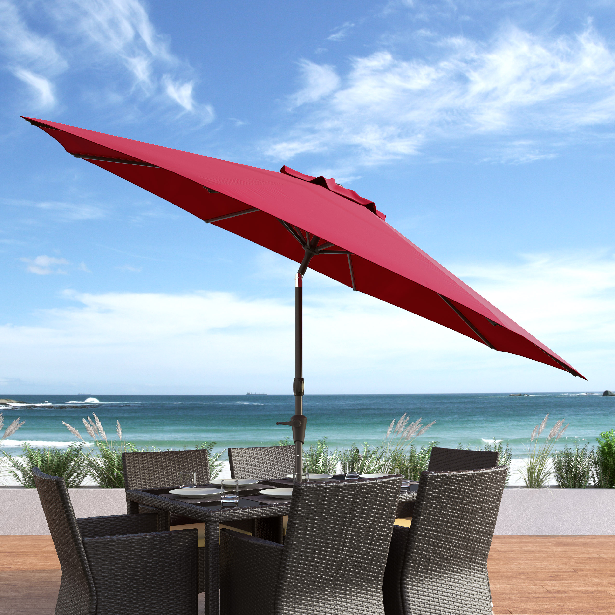 CorLiving 10 Foot Wind Resistant Patio Umbrella, Outdoor Parasol with Crank Tilt, Round Market Umbrella for Patio, Umbrella with Crank, Tilt Umbrella, Outdoor Umbrella, White - Image 17