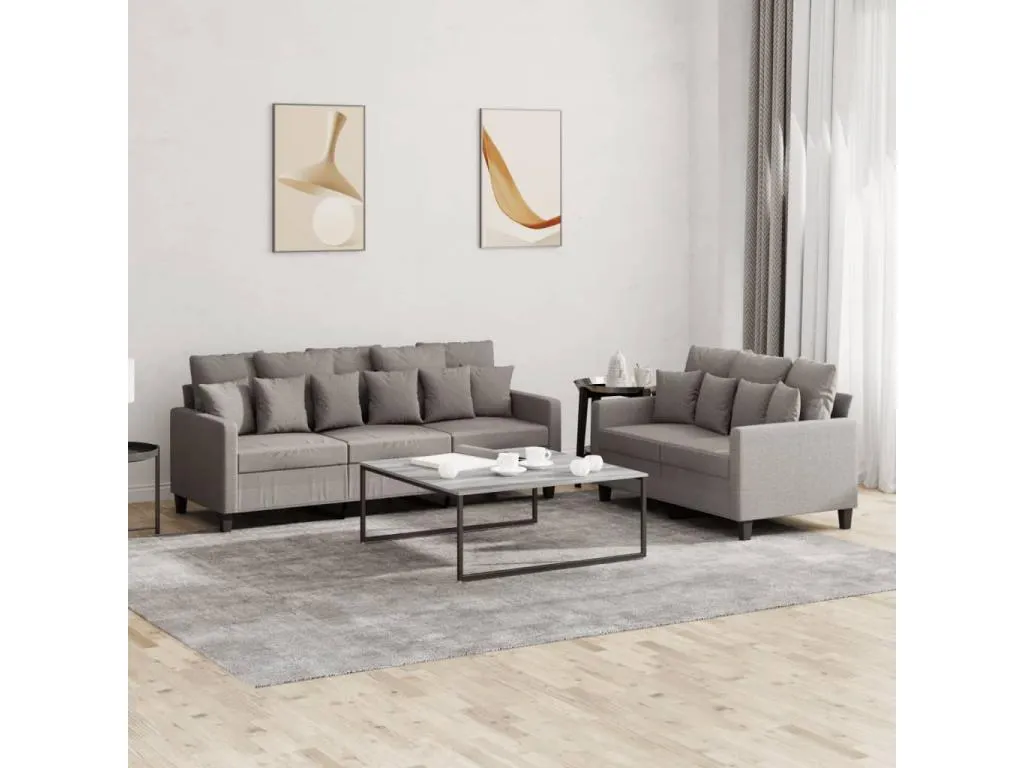 Juego de sofás con cojines 2 piezas tela gris taupe