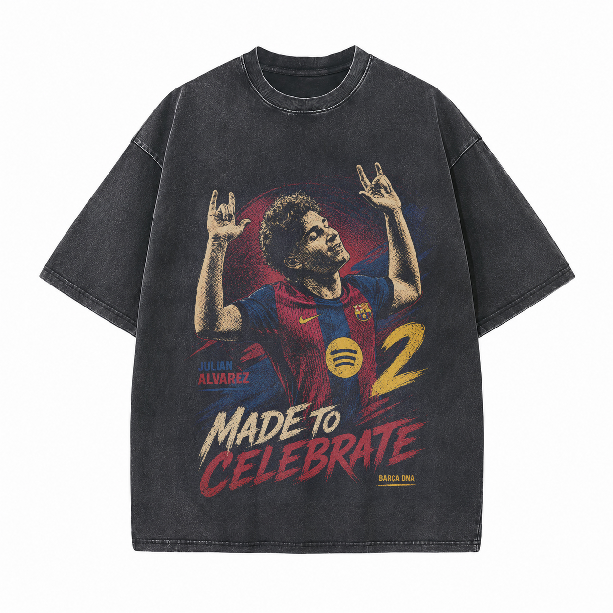 Made To Celebrate Football Player No.2 Printed Unisex Washed T-Shirt