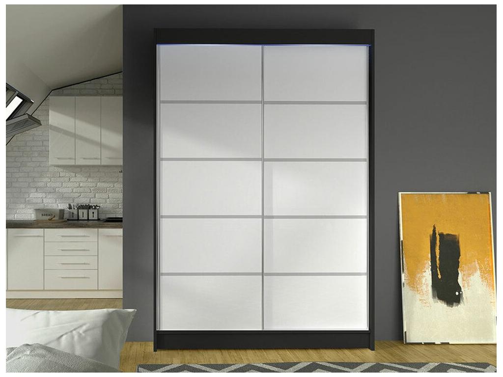 Armario Decopractico 150 Blanco | Negro 200x120x58cm Puertas de armario - Correderas ZOGT67627